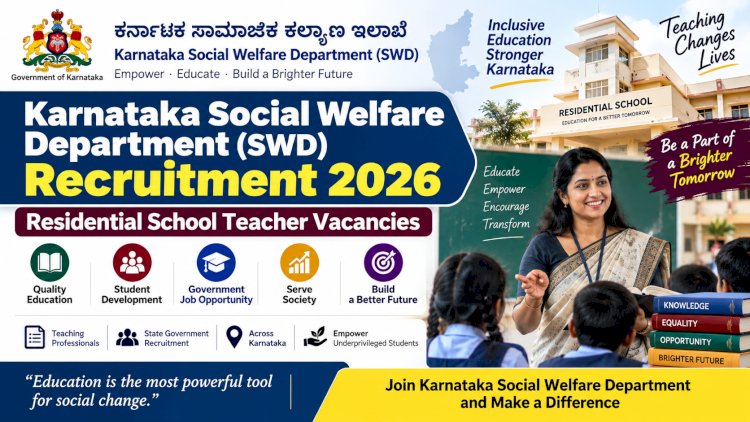 Karnataka Social Welfare Department Recruitment 2026: Residential School Teacher Vacancies