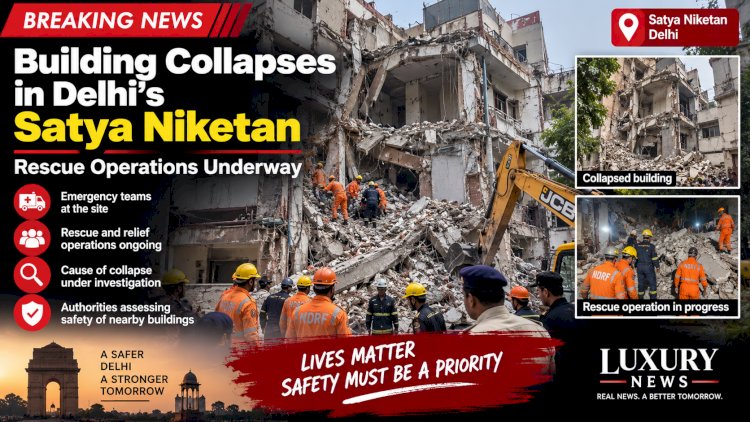 Building Collapses in Delhi’s Satya Niketan: Rescue Operations Underway