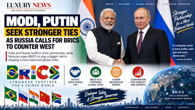 Modi, Putin Seek Stronger Ties as Russia Calls for Bigger BRICS Role