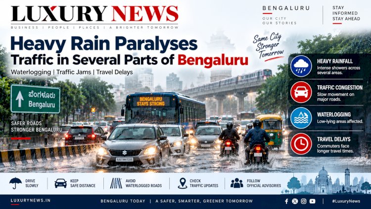 Bengaluru Hit by Heavy Rain as Traffic Slows Across Key Areas