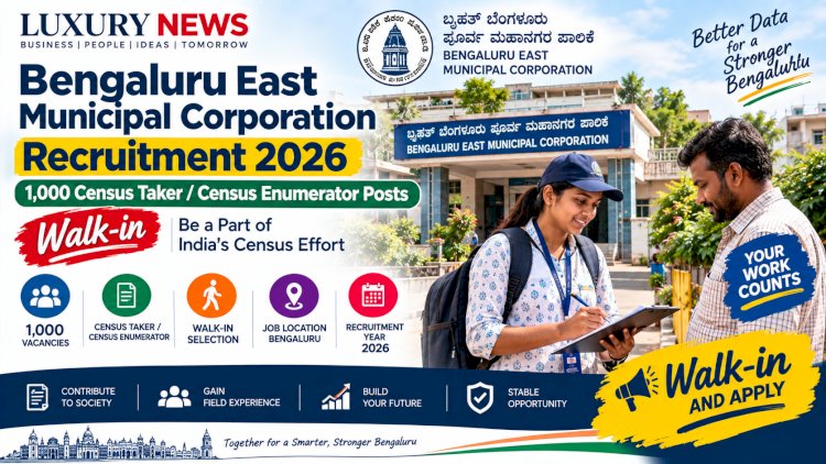 Bengaluru East Municipal Corporation Recruitment 2026 – 1,000 Census Taker and Enumerator Posts