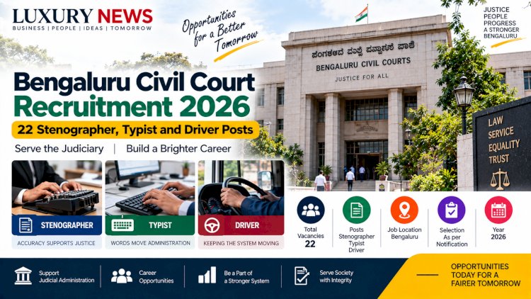 Bengaluru Civil Court Recruitment 2026: 22 Stenographer, Typist and Driver Posts