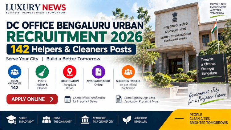DC Office Bengaluru Urban Recruitment 2026: 142 Helper and Cleaner Posts