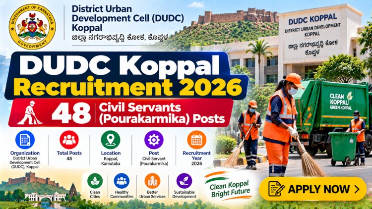 DUDC Koppal Recruitment 2026: 48 Civil Servant (Pourakarmika) Posts